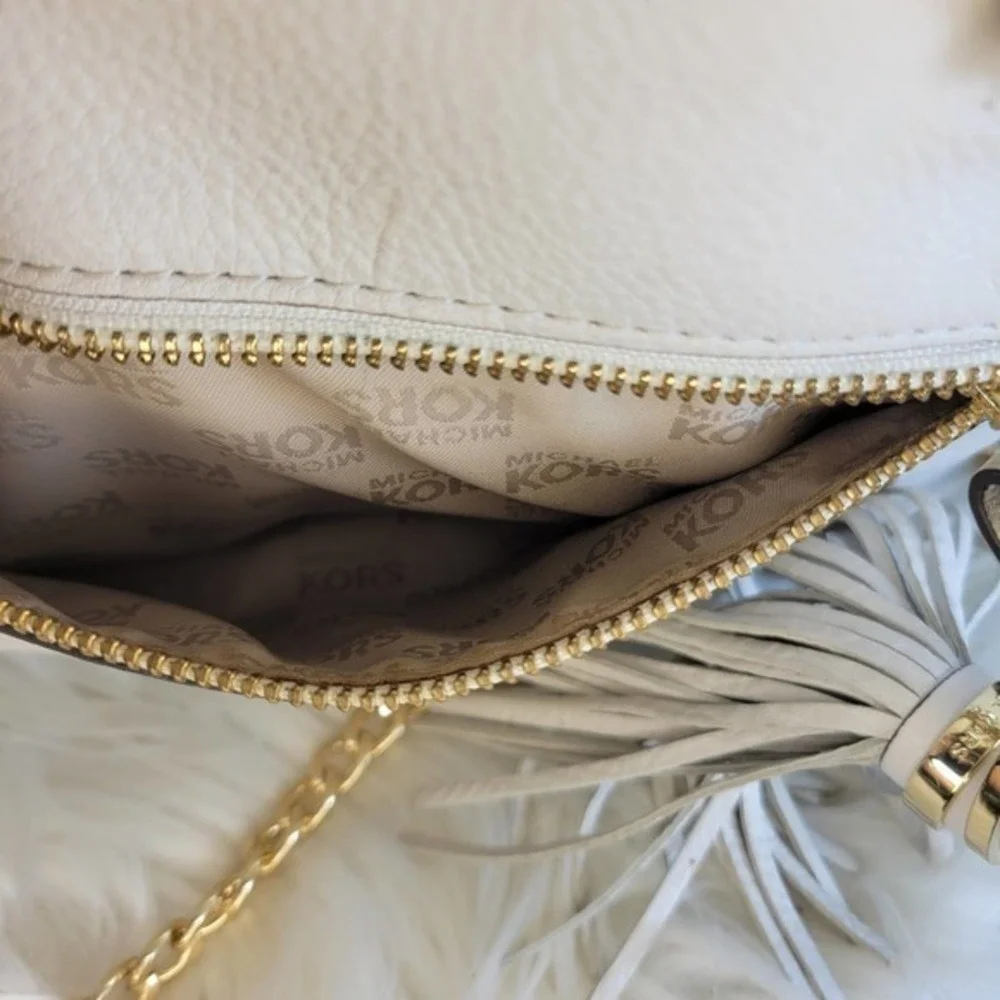 Michael Kors Vanilla Knox Tassel Genuine Leather Medium Satchel